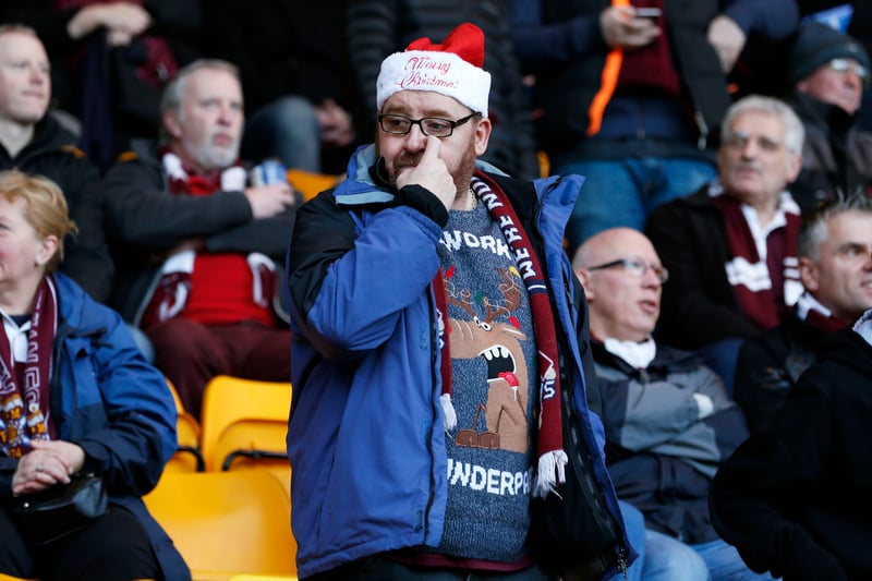 Festive feelings don't seem to ease the nerves for this Hearts fan.