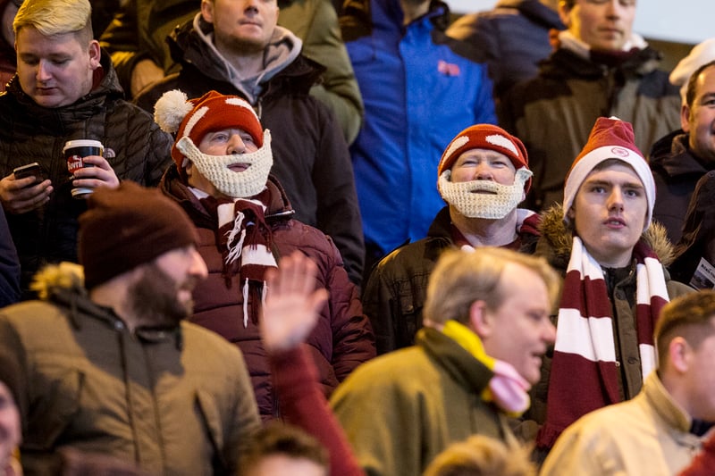 Hearts fans don some knitwear beards to get into the spirit.