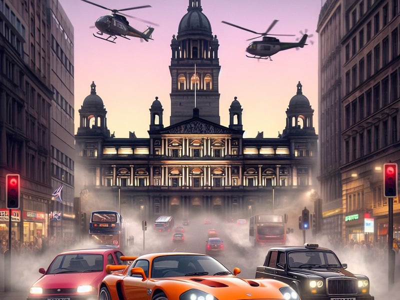 What a car chase around George Square in Glasgow could look like. 