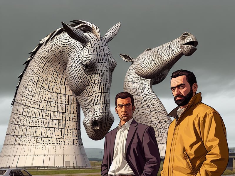 GTA characters could create trouble at the Kelpies. 