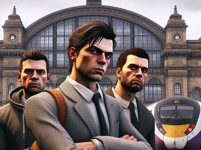 A group of suspicious characters loitering at Edinburgh Waverly Train Station.