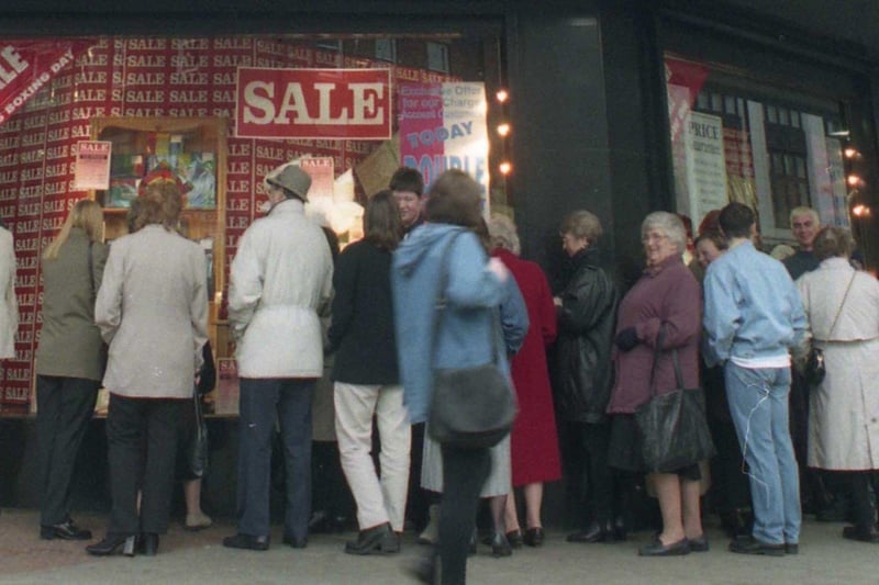 Waiting for the doors to open at Joplings in 1997.