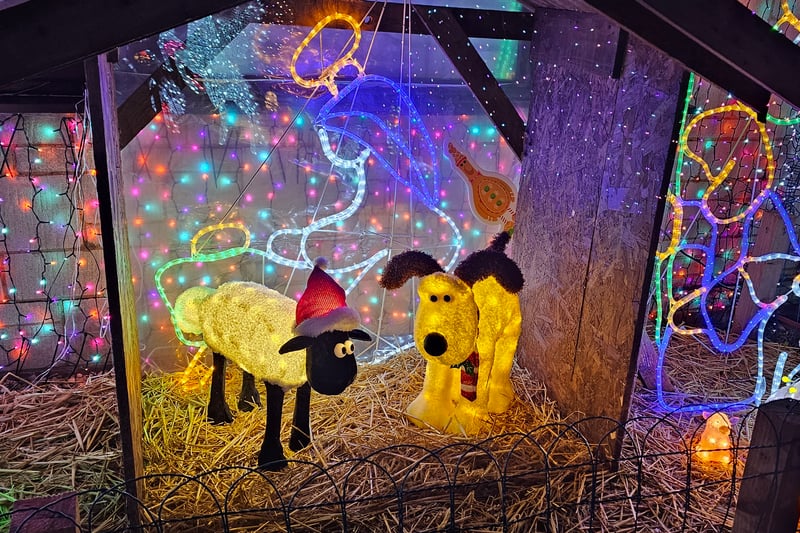 2ft Gromit and Shaun the Sheep figures form part of the Nativity scene.
