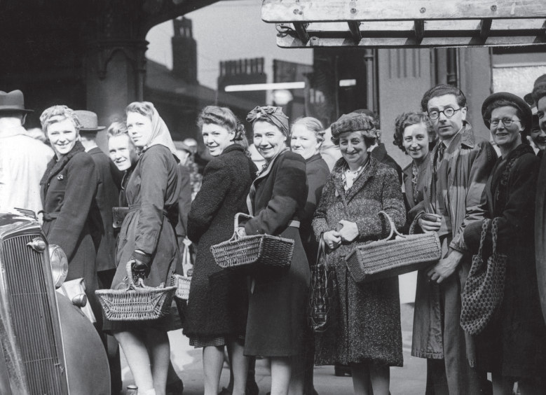 People queuing for rations in Sheffield during the Second World War