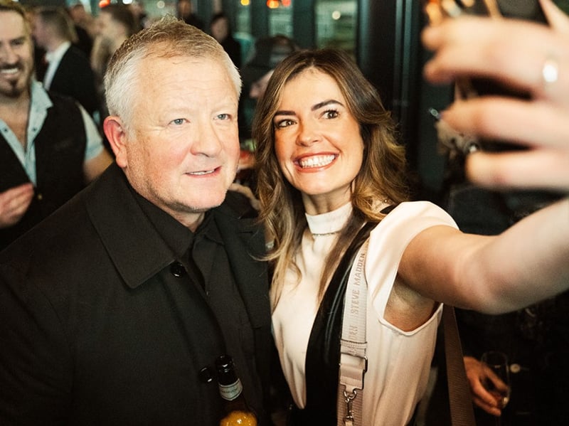 SUFC boss Chris Wilder (left) was happy to pose for selfies at the opening of Panenka Bar and Grill. Pictures: Neil Anderson Media