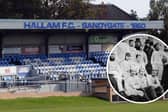 Collage of Sandygate Stadium, the home of Hallam FC, and an 1857 team image of Sheffield Football Club made available by the club on October 24, 2007. Sheffield FC's match with Hallam FC in 1860 would be recorded as the world's first inter-club game.