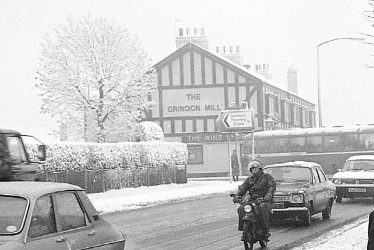 A snowy day at the Grindon Mill in 1977. It looked like the perfect spot for a cosy New Year's Eve drink.