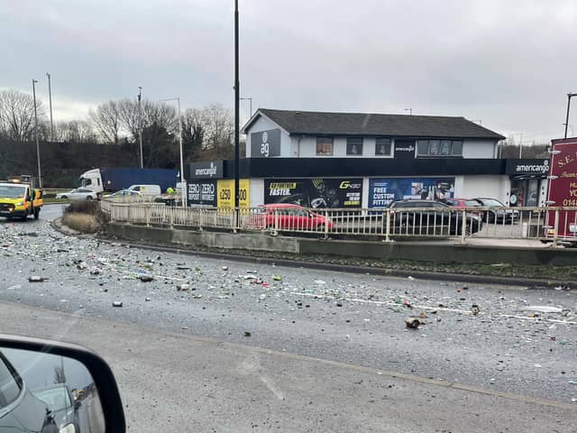 Sheffield Road (A6178) was shut earlier today (December 28) after debris was spilled onto the road by a lorry.