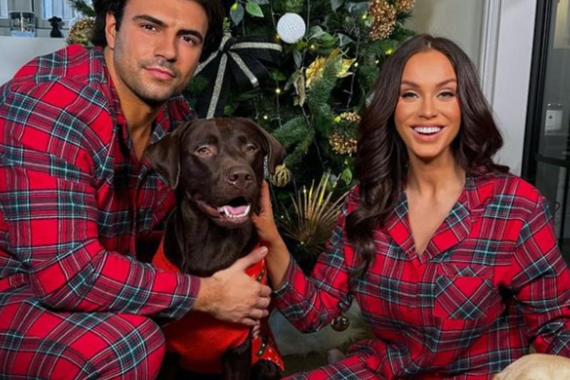 Vicky Pattison celebrated Christmas with her fiance Ercan and their two dogs in matching Christmas pjs.