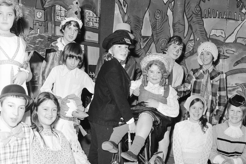 The cast of the Fulwell Junior School pantomime in February 1974.