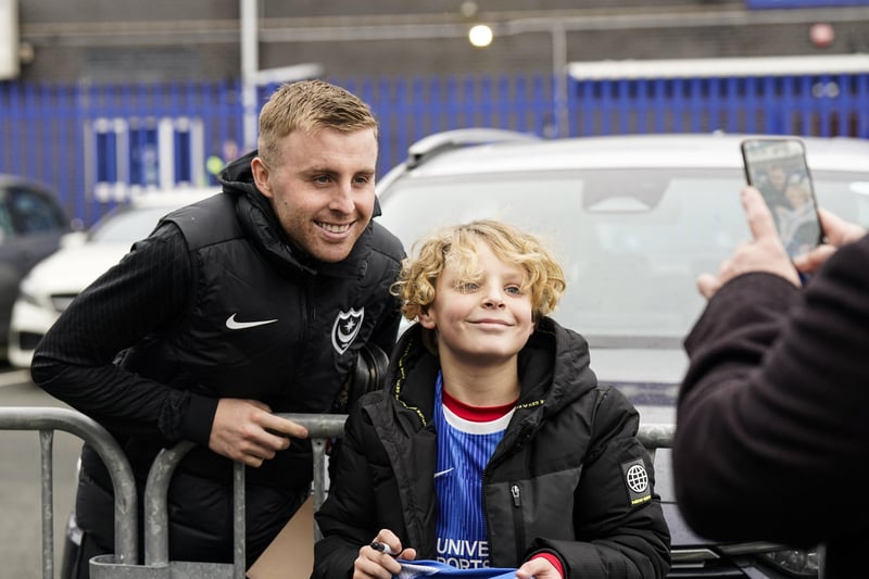 Joe Morrell makes this young Pompey fans' day before kick-off.