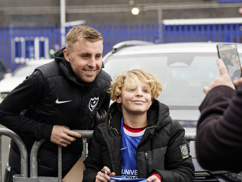 Joe Morrell makes this young Pompey fans' day before kick-off.