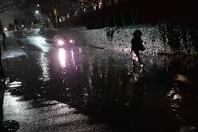 Flood alerts are in place right across Sheffield this evening. Picture shows a flooded road in Sheffield tonight. Picture: National World