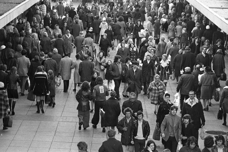 It's 50 years since this 1974 photo was taken, showing shoppers out in force.