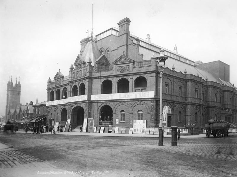 The Empire Theatre, 1895-1910. The Empire was built in 1895. Here, it advertises an appearance by the actor and music hall artiste, Cissy (Cecilia) Loftus. It was later converted into the ABC cinema