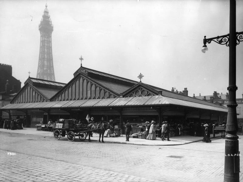 Blackpool market with the Tower in the background