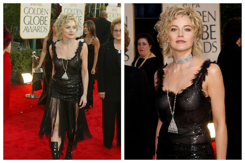 Everything about the dress Sharon Stone chose for the 2003 Golden Globes didn't work.