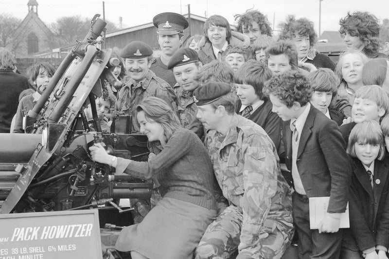 There was lots of interest on the day the Army came to Silksworth School in December 1974.