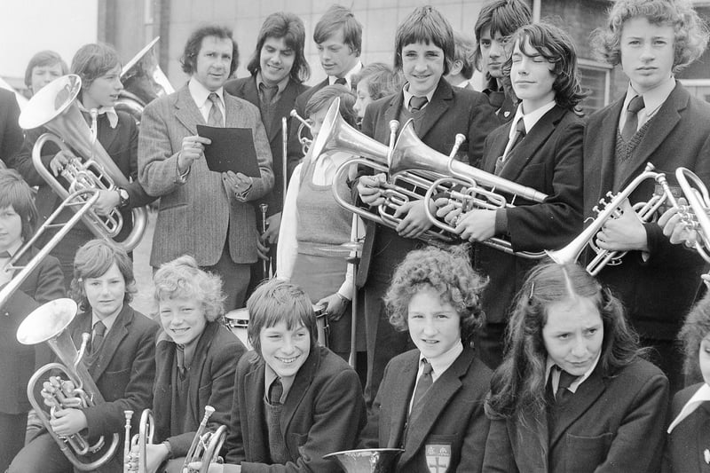 A look back at the Broadway School Band - ready to perform in April 1974.