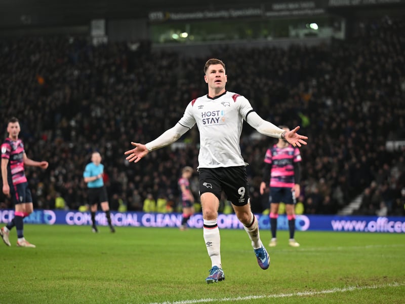 Got 13 goals in 37 games for Derby this season. Played in the Championship before for Cardiff City and Luton Town.