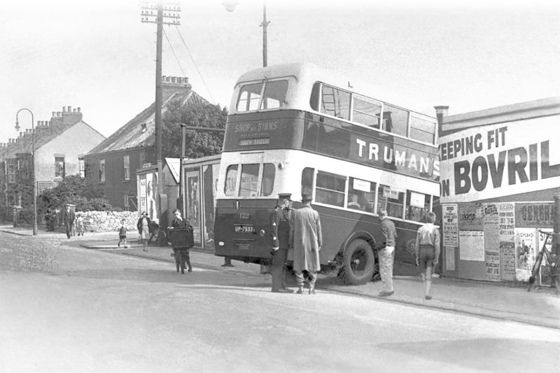 An undated photo of a bus crash on Newcastle Road.
