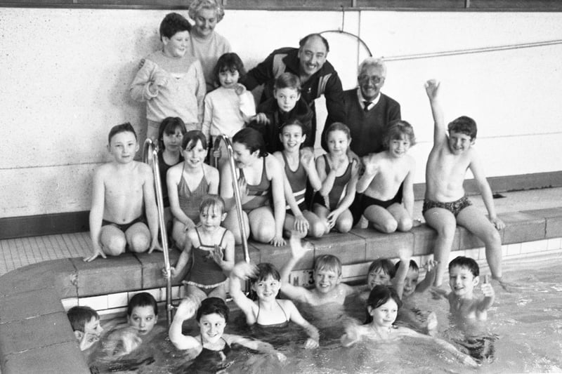 Some of the children who took part in the Easter Learn to Swim campaign at Newcastle Road baths in 1985.
They were pictured with baths manager Jim Kidd and some of the coaches.