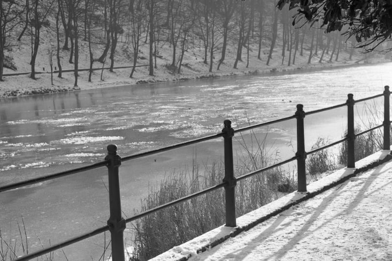 Over to Durham in January 1958 where the Wear was frozen.