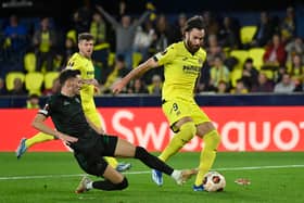 New Sheffield United signing Ben Brereton Diaz in action for Villarreal against Panathinaikos (Photo by JOSE JORDAN / AFP) (Photo by JOSE JORDAN/AFP via Getty Images)