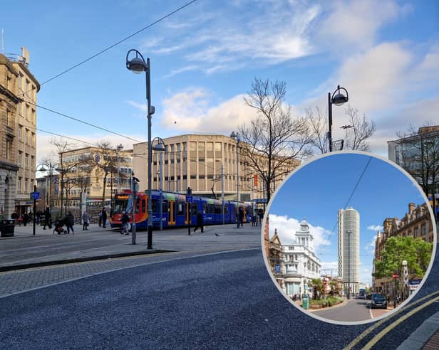 We found why some locals want to see a 40 storey skyscraper built in Sheffield, and why opinion is split. Picture shows the site near High Street as it is now, and, inset, how it could be transformed.