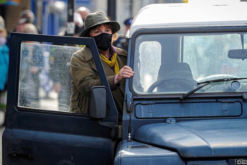 Vera gets into her famous Land Rover during filming in Chester-le-Street four years ago.