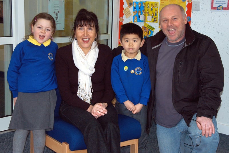 The school reached its 40th anniversary in 2009.
Former pupils Leigh Allsop and Jimmy Carter came back to the classroom to help new pupils Jayden Anderson and Alfie Ho celebrate.
