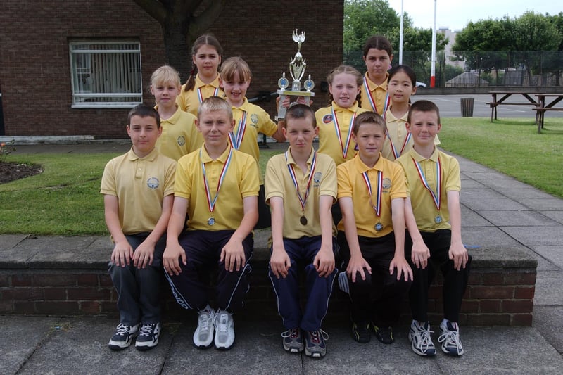 These pupils won the swimming gala in 2003 and they did it for the second year running.