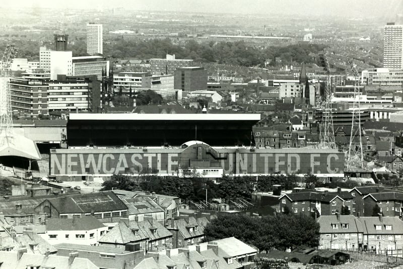 A view of Newcastle United's football ground in 1975.