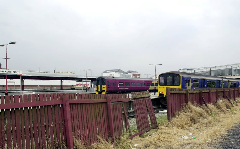 View from the car park at the side of the tracks at Blackpool North