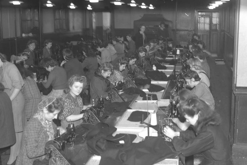 Sunderland girls in training at the Old Eye Infirmary in Stockton Road in 1945. 
The building was taken over that year by a firm of tailors to prepare key personnel for their new clothing factory on Wearside.