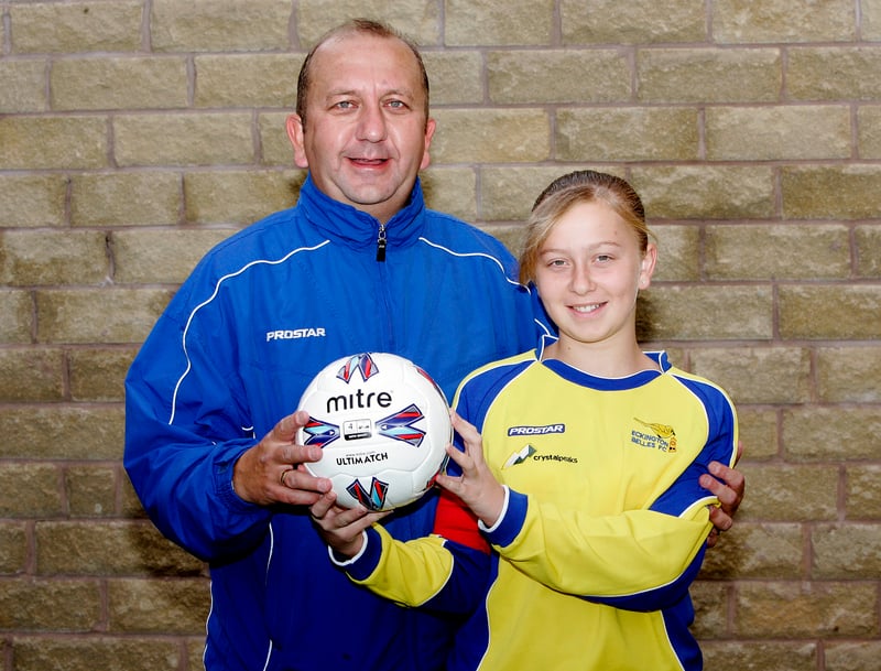 Kathryn Grayson and her dad, David, pictured after being awarded £150 as part of the Star's Sports Cash for Kids campaign. Kathryn wrote asking for cash for her father's junior football team, which she plays for.

