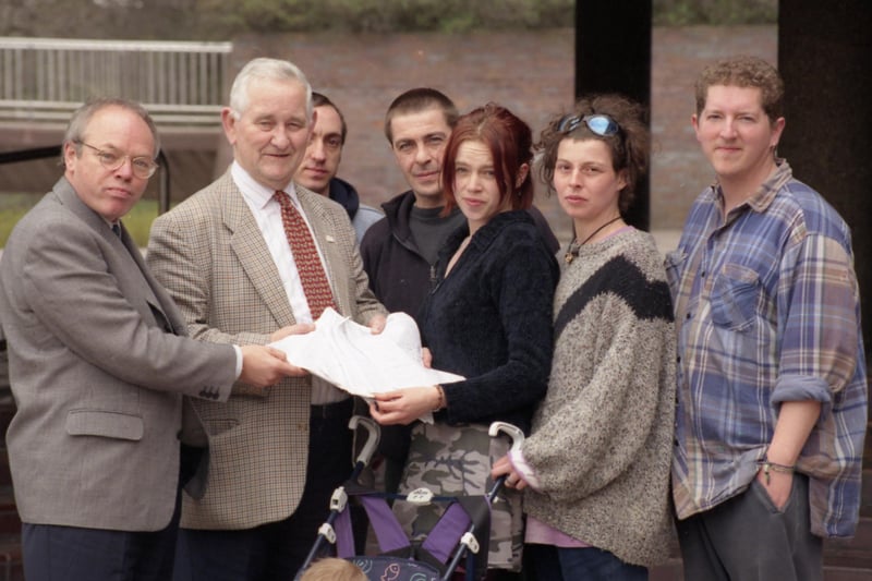 The fight to save The Bunker was on in 1998.
Here are Jeff Devine, libraries and community eductation boss and Coun Ron Hunter receiving the petition to save it from Graham Lee, Ned Buick, Wendy Prodd, Jacqueline Cook and Graham Bowes of The Bunker.