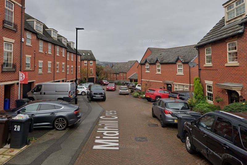 The joint fourth-highest number of reports of drug offences in Sheffield in November 2023 were made in connection with incidents that took place on or near Midhill Crescent, Heeley, with 2