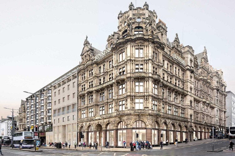 Due to be completed by 2025, this £48 million project will transform the much-missed a-listed Jenners Department Store on Princes Street into a 96 room hotel
9,000 m² of retail space and 
2,500 m² of bars and restaurants, including a plush rooftop bar.