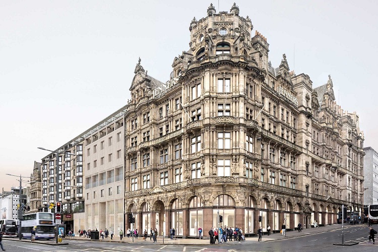 Due to be completed by 2025, this £48 million project will transform the much-missed a-listed Jenners Department Store on Princes Street into a 96 room hotel
9,000 m² of retail space and
2,500 m² of bars and restaurants, including a plush rooftop bar.