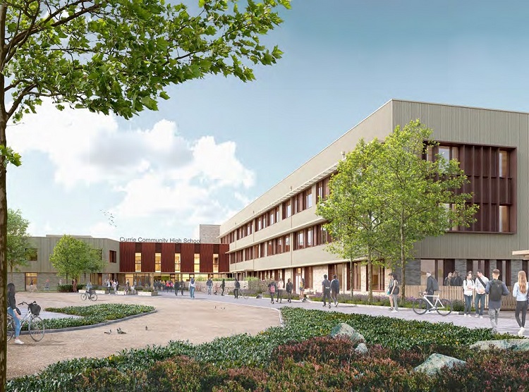 This £65 million eduction project will produce Scotland's first Passivhaus secondary school with capacity for 1000 pupils, shared school and community sports facilities, a
learning resource centre and a community café. It's due to be completed in the first half of 2025.