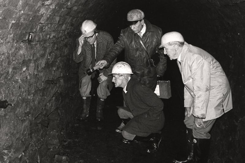 Inspecting the tunnel in 1976.