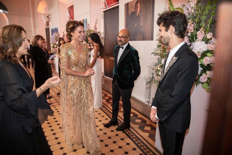 Catherine, Princess of Wales, chose a gold Jenny Packham gown for the Time to Die premiere in 2021.