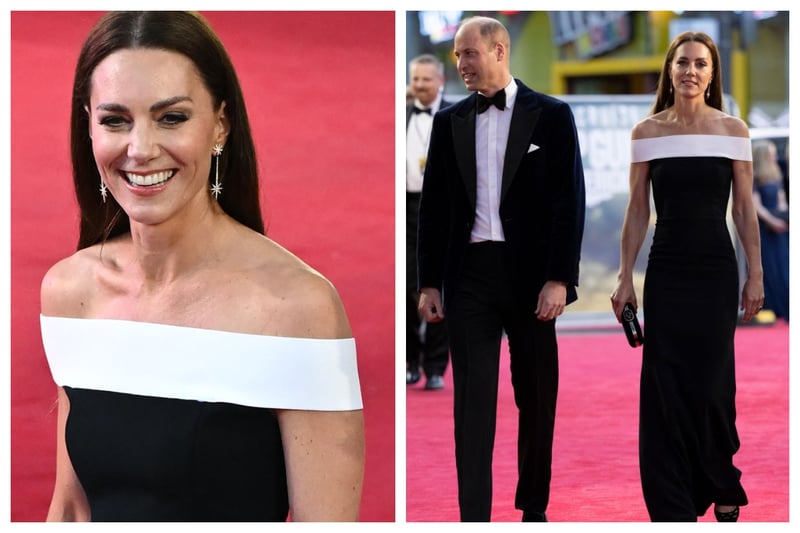 Catherine, Princess of Wales, chose a beautiful black and white Roland Mouret dress for the premiere of Top Gun: Maverick.