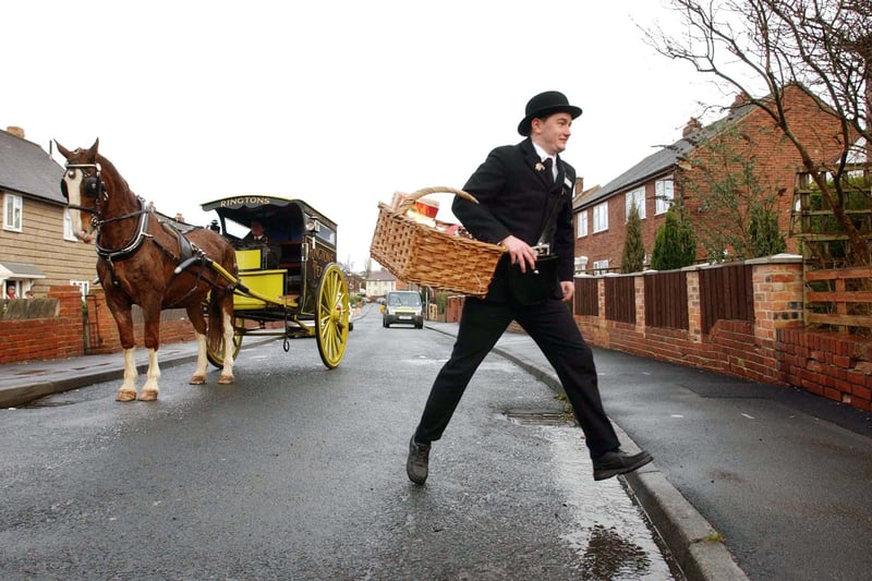 Wayne Galey made his deliveries for Ringtons Tea in 2007 in a horse drawn carriage to celebrate the company's centenary.