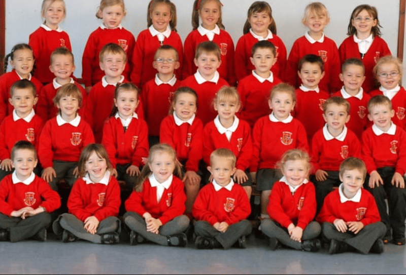 Don't they look smart. It is Mrs Anderson and Miss McCrimmon's reception class at St Joseph's RC Primary.