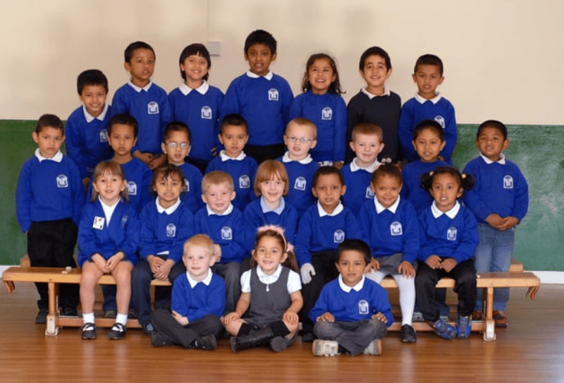 Mrs Heron and Miss Peel's reception class at Marine Park Primary in 2008.