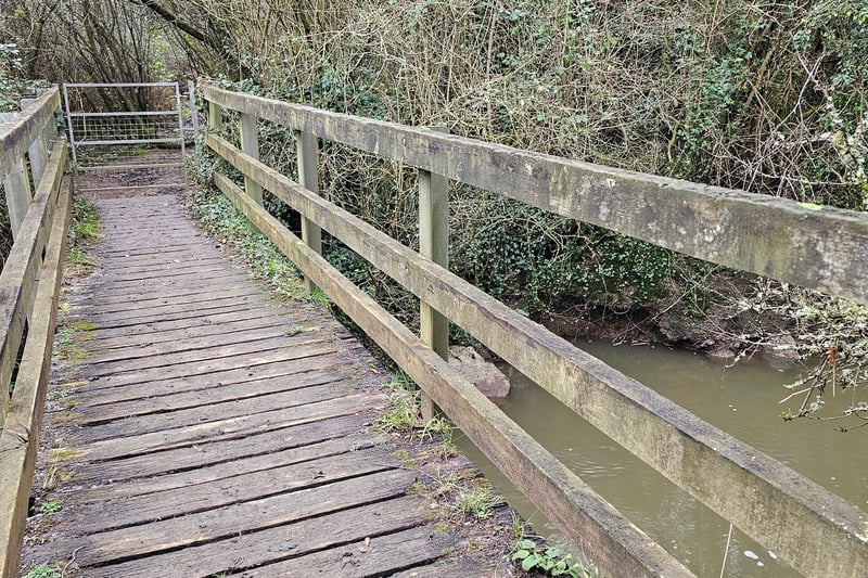 A couple of wooden footbridges overlook Bradley Brook.