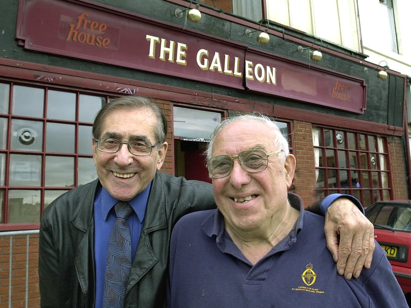 Peter Burdon (right) and Teddy Corvo outside The Galleon on Adelaide Street, Blackpool