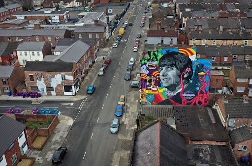 Liverpool artist John Culshaw daubed this impressive mural of Beatles drummer Ringo Starr on the side of his old local pub in Toxteth, The Empress.